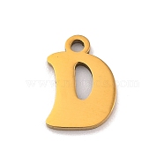 201 Stainless Steel Charms, Laser Cut, Letter Charm, Letter D, 10.5x7.5x1mm, Hole: 1.2mm(STAS-U016-01G-D)