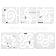 6Pcs 6 Styles Acrylic Quilting Templates, DIY Patchwork Sewing Crafts, Wave/Vortex, Clear, 140~190x140~160x3mm, 1pc/style(DIY-HY0001-67)