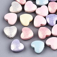 Spray Painted Acrylic Beads, Rubberized Style, Faceted, Heart, Mixed Color, 10.5x11.5x5mm, Hole: 1.5mm, about 1350pcs/500g(MACR-T037-07)