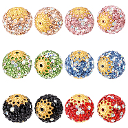 Elite 60Pcs 6 Color Handmade Polymer Clay Rhinestone Beads, Pave Disco Ball Beads, Round, Mixed Color, 10.5mm, Hole: 2mm, 10Pcs/color(PORC-PH0001-38)