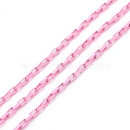 Spray Painted Brass Cable Chain, with Spool, Unwelded, Pink, 3.5x2x1mm, 32.8 Feet(10m)/roll(CHC-H103-05K)