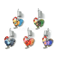 Alloy Enamel Rooster Braiding Hair Pendants Decoration Clips, for Hair Styling, Mixed Color, 39mm(OHAR-JH00034)