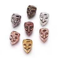 Tibetan Style Alloy Beads, Mask, Mixed Color, 14.5x10x9.5mm, Hole: 1.5mm(PALLOY-F224-14)
