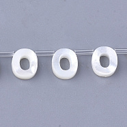 Natural Sea Shell Beads, White Shell Mother of Pearl Shell, Top Drilled Beads, Letter.O, 10x2.5~11.5x3mm, Hole: 0.8mm(SHEL-T012-60O)