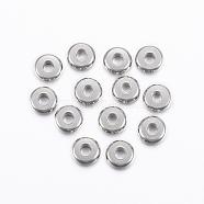 304 Stainless Steel Spacer Beads, Flat Round, Stainless Steel Color, 6x2mm, Hole: 2mm(STAS-H376-47)