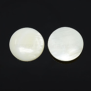 Half Round/Dome Freshwater Shell Cabochon, White, 20x3~4mm(X-PBB236Y)