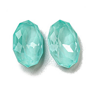 Glass Rhinestone Cabochons, Point Back & Back Plated, Faceted, Oval, Light Azore, 10x6.5x4mm(RGLA-G021-02A-361DE)