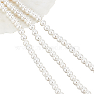 Nbeads 3 Strands Shell Pearl Beads Strands, Grade A, Polished, Round, White, 6mm, Hole: 1mm, about 63pcs/strand, 15.70''(39.88cm)(BSHE-NB0001-28)