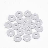 Handmade Polymer Clay Heishi Beads, Disc/Flat Round, Light Grey, 8x0.5~1mm, Hole: 2mm, about 380~400pcs/strand, 17.7 inch(X-CLAY-R067-8.0mm-39)