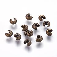 Iron Crimp Beads Covers, Cadmium Free & Nickel Free & Lead Free, Antique Bronze, 4mm In Diameter, Hole: 1.5~1.8mm(IFIN-H029-NFAB-NF)