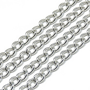 Unwelded Aluminum Curb Chains, Silver Color Plated, 6x4.4x1mm, about 100m/bag(CHA-S001-004A)