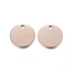 Ion Plating(IP) 304 Stainless Steel Charms, Stamping Blank Tags, Smooth Surface, Flat Round, Rose Gold, 12x1mm, Hole: 2mm(STAS-G170-23RG)