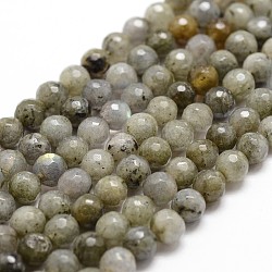 Natural Labradorite Beads Strands, Faceted, Round, 6mm, Hole: 1mm, about 61pcs/strand, 14.9 inch~15.1 inch(X-G-D840-10-6mm)