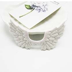 Cloth Embossing Wings, with Glitter Powder, Decorate Accessories, White, 30x75x1mm(FIND-PW0001-031A)