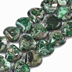 Natural Imperial Jasper Beads Strands, Heart, Dyed, Green, 9~10x10x5mm, Hole: 1.2mm, about 44~45pcs/strand, 15.55~15.94 inch(39.5~40.5cm)(X-G-S366-065C)