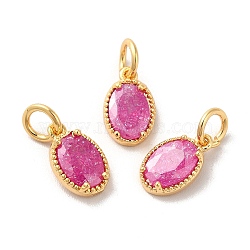 Real 18K Gold Plated Brass Micro Pave Cubic Zirconia Pendants, with Jump Rings, Oval, Orchid, 10x6.5x2.5mm, Hole: 3mm(KK-M243-07G-03)