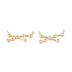 Brass Connector Charms, with Crystal Rhinestone, Real 18K Gold Plated, Cadmium Free & Nickel Free & Lead Free, Twelve Constellation, Aries, 7.5x16.5x2.5mm, Hole: 1.2mm(KK-N232-329H)