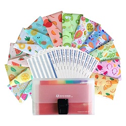 Reusable Plastic Budget Envelopes for Cash Savings, with Budget Sheets, Label Stickers and Organizer Wallet, Mixed Color, Fruit Pattern, 80x155x0.1mm(DIY-I056-01)