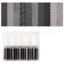 Hollow Nail Art Transfer Stickers, Nail Decals, DIY Nail Tips Decoration, Floral Pattern, Black & White, Floral Pattern, 40mm, 1m/roll, 10rolls/box(MRMJ-R090-38)