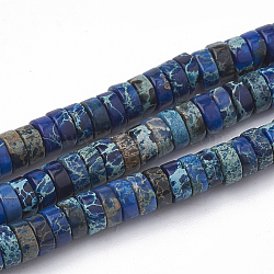 Synthetic Imperial Jasper Beads Strands, Heishi Beads, Flat Round/Disc, Blue, 4~5x2~2.5mm, Hole: 0.5mm, about 173pcs/strand, 15.5 inch(G-T103-18B)