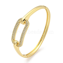 Rectangle Brass Micro Pave Clear Cubic Zirconia Hinged Bangles for Women, Real 18K Gold Plated, Inner Diameter: 2-1/4 x 2-3/8inch(5.55x6.05cm)(BJEW-Z062-05A)