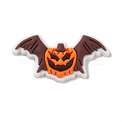 Halloween Theme PVC Cabochons, Bat, Orange, 16x32x4mm(FIND-E017-10)