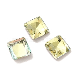 Glass Rhinestone Cabochons, Point Back & Back Plated, Faceted, Square, Jonquil, 5x5x2mm(RGLA-P037-06A-D337)