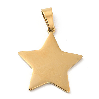 Ion Plating(IP) 304 Stainless Steel Pendants, Stamping Blank Tag, Star Charm, Golden, 25x24x1.5mm, Hole: 7x4mm