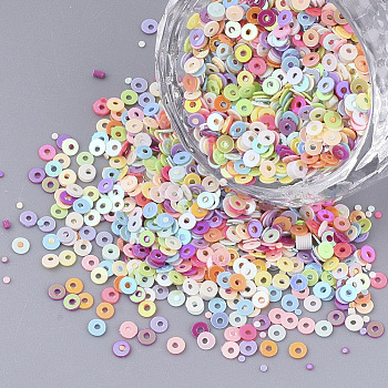 Ornament Accessories, PVC Plastic Paillette/Sequins Beads, Drilled & No Hole, Flat Round, Mixed Color, 1~2.5x0.5mm, Hole: 0.8mm