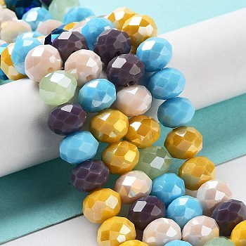 Glass Beads Strands, Faceted, Rondelle, Sky Blue, 10x8mm, Hole: 1mm, about 63~65pcs/strand, 19.2~20 inch(48~50cm)