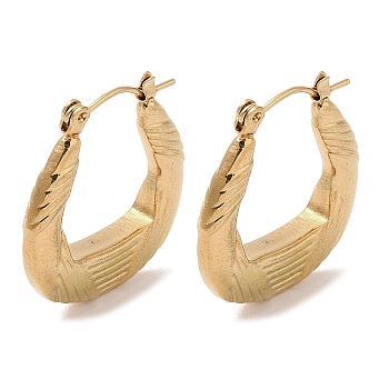 Texture 201 Stainless Steel Half Hoop Earrings for Women, with 304 Stainless Steel Pin, Golden, 25x3.5mm