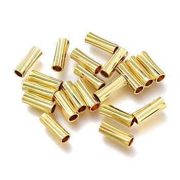 Brass Beads, Long-Lasting Plated, Textured, Tube, Golden, 11x4mm, Hole: 3mm