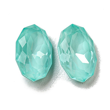 Glass Rhinestone Cabochons, Point Back & Back Plated, Faceted, Oval, Light Azore, 10x6.5x4mm