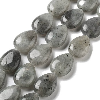 Natural Labradorite Beads Strands, Flat Teardrop, 17.5~18x13~13.5x6mm, Hole: 1.2~1.4mm, about 11pcs/strand, 7.56''(19.2cm)