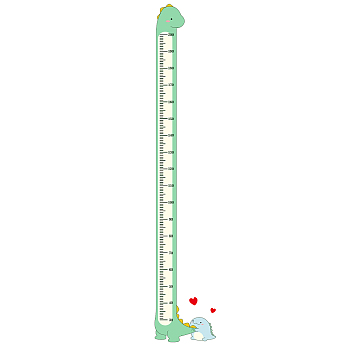 PVC Height Growth Chart Wall Sticker, for Kids Measuring Ruler Height, Dinosaur, Light Green, 30x90cm, 2 sheets/set