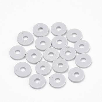 Handmade Polymer Clay Heishi Beads, Disc/Flat Round, Light Grey, 8x0.5~1mm, Hole: 2mm, about 380~400pcs/strand, 17.7 inch