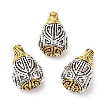Rack Plating Tibetan Style Alloy 3 Hole Guru Beads, T-Drilled Beads, Gourd, Cadmium Free & Lead Free, Antique Silver & Antique Golden, 19.5x12.5x11.5mm, Hole: 1.8mm and 2.4mm