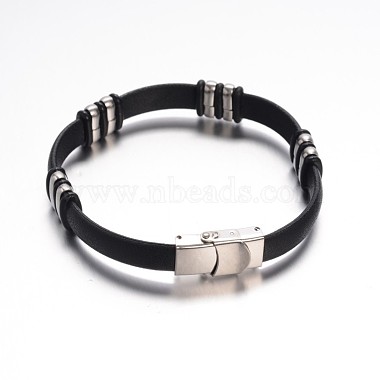 Jewelry Black Color PU Leather Cord Bracelets(BJEW-G467-16)-2