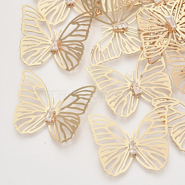 Light Gold Butterfly Brass+Rhinestone Links