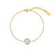 Cubic Zirconia Teardrop Link Bracelet with Golden Stainless Steel Cable Chains(DH6731-2)-1