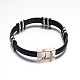 Jewelry Black Color PU Leather Cord Bracelets(BJEW-G467-16)-2