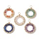 Natural Mixed Gemstone Faceted Round Pendants(PALLOY-JF02147-03)-1