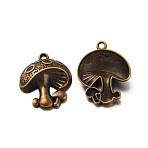 Tibetan Style Alloy Pendants, Lead Free and Cadmium Free, Mushroom, Antique Bronze, 22.5x19x5.4mm, Hole: 2mm(TIBEP-10995-AB)