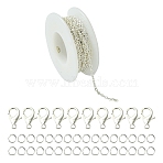 DIY Necklace Jewelry Making Kits, including Zinc Alloy Lobster Claw Clasps, Iron Open Jump Rings & Cable Chan, Silver, 12x6mm, Hole: 1.2mm, 50pcs(DIY-YW0010-69)