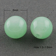 Imitation Jade Glass Beads Strands, Spray Painted, Round, Aquamarine, 6mm, Hole: 1.3~1.6mm, about 133pcs/strand, 31.4 inch(DGLA-S076-6mm-20)