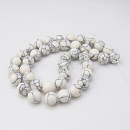 Synthetic Turquoise Beads Strands, Dyed, Round, White, 4mm, Hole: 1mm, about 95pcs/strand, 15.7 inch(TURQ-H038-4mm-XXS01)