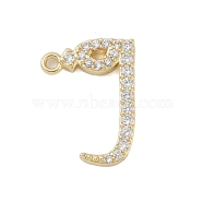 Rack Plating Brass Micro Pave Clear Cubic Zirconia Pendants, Long-Lasting Plated, Lead Free & Cadmium Free, Arabic Alphabet, Real 18K Gold Plated, 17x12x2mm, Hole: 1.2mm(KK-A224-03F-G)