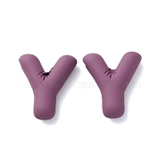 Rack Plating Spray Painted Alloy Pendants, Rubberized Style, Purple, Letter Y, 20x17x6mm, Hole: 1.5mm(FIND-C062-08Y)