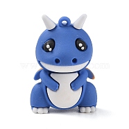 PVC Plastic Pendants, Dinosaur, Blue, 49.5x32x25mm, Hole: 2mm(KY-I010-01C)