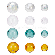 15Pcs 15 Styles Handmade Blown Glass Globe Beads, for DIY Clear Glass Bottle/Wind Chime Making, Round, Mixed Color, 6.5~10.5x5~10mm, Hole: 2~3.5mm, 1pc/style(GLAA-GO0001-10)